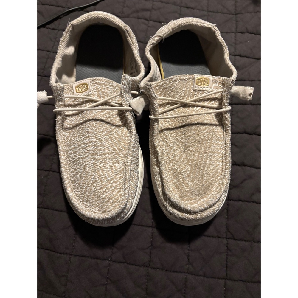 Hey Dude Wendy Woven Zig Zag Cream Slip On Loafers Shoes 40108-13R Womens 10‎